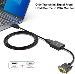 BENFEI HDMI till VGA-adapter Full HD 1080P med 3,5 mm ljudutgång – svart