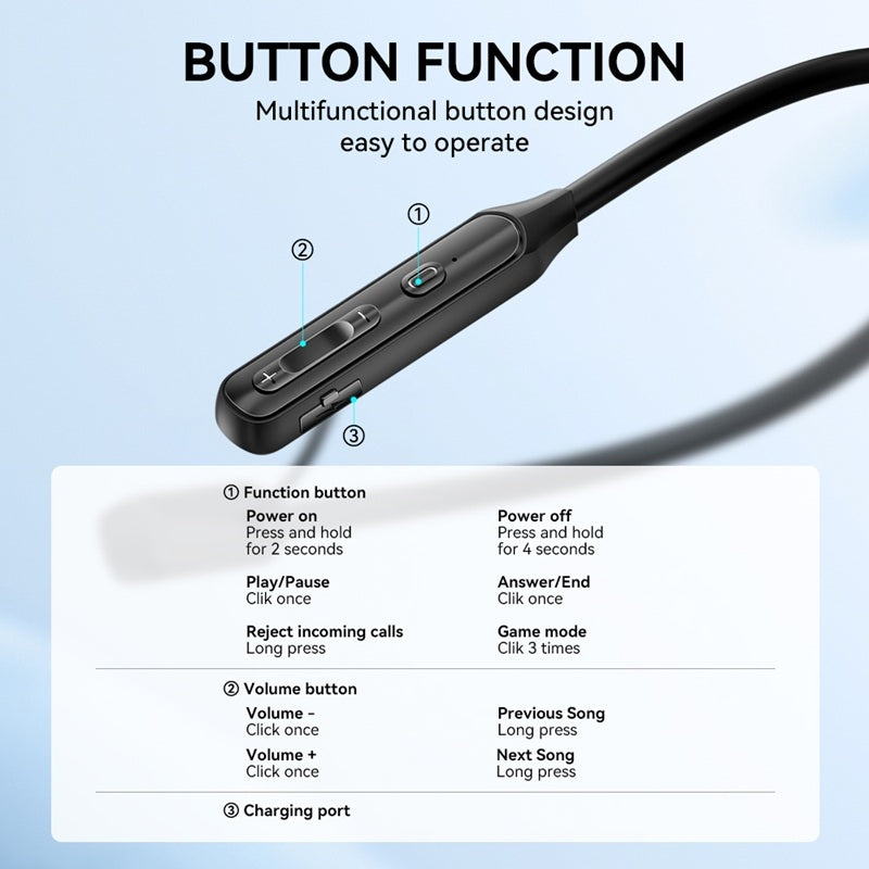 BWOO BW890 Sports Neckband Trådlösa Hörlurar BT5.4 – Hi-Res Ljud, 30h Speltid