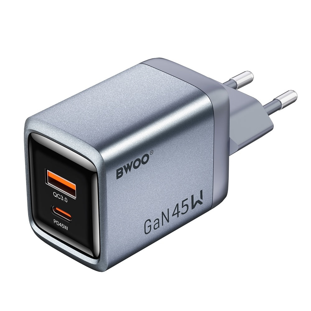 BWOO GaN 45W Snabbladdare USB-C PD & USB-A QC 3.0 PPS Väggladdare