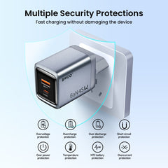 BWOO GaN 45W Snabbladdare USB-C PD & USB-A QC 3.0 PPS Väggladdare