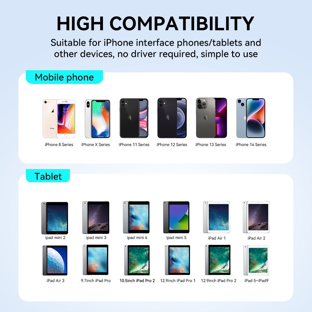 BWOO Lightning till SD/TF Kortläsare 2-i-1 – 480Mbps, Dual Slot, iPhone/iPad, 20cm