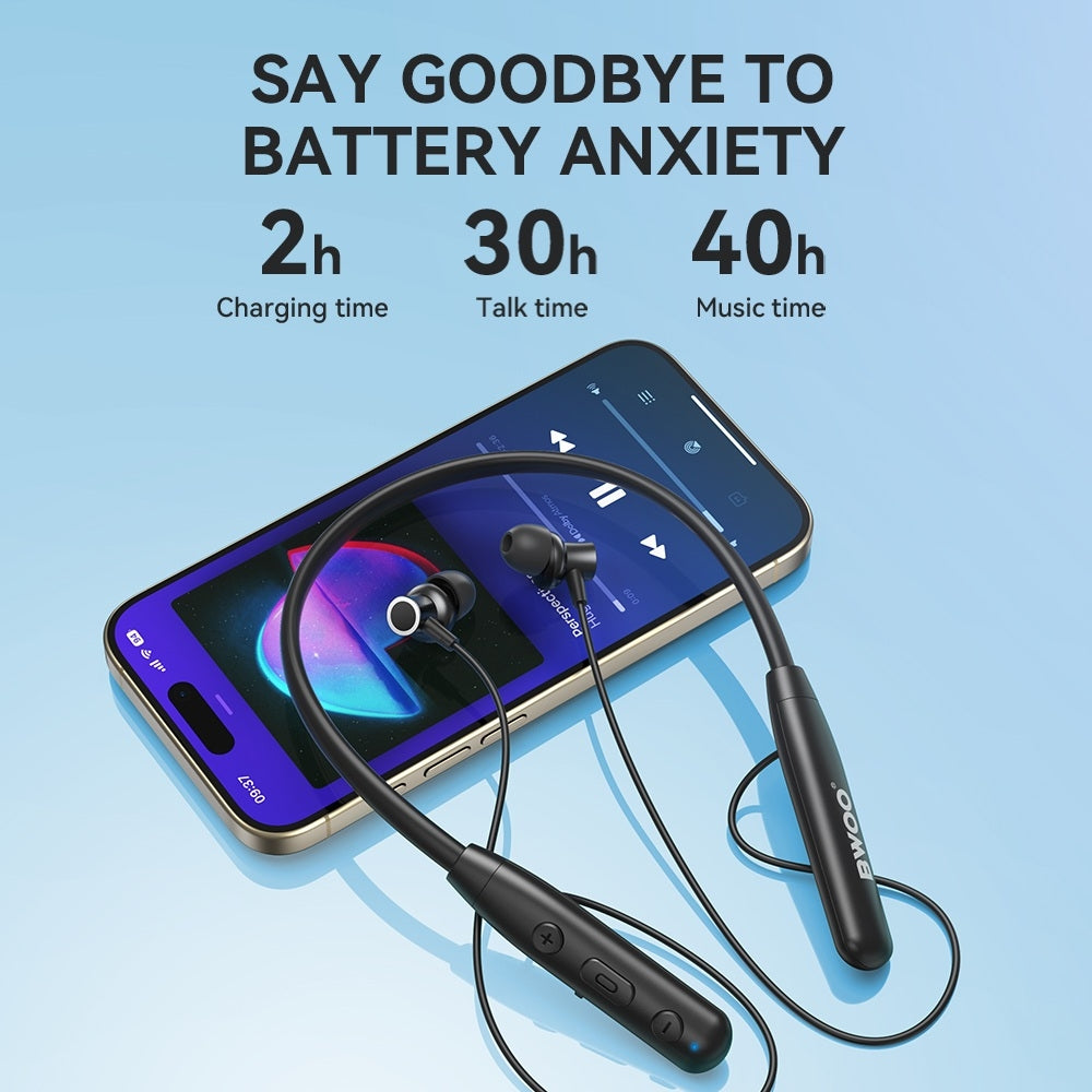 BWOO Sports Neckband Trådlösa Hörlurar BT5.3 – 40h Batteritid, ENC Brusreducering