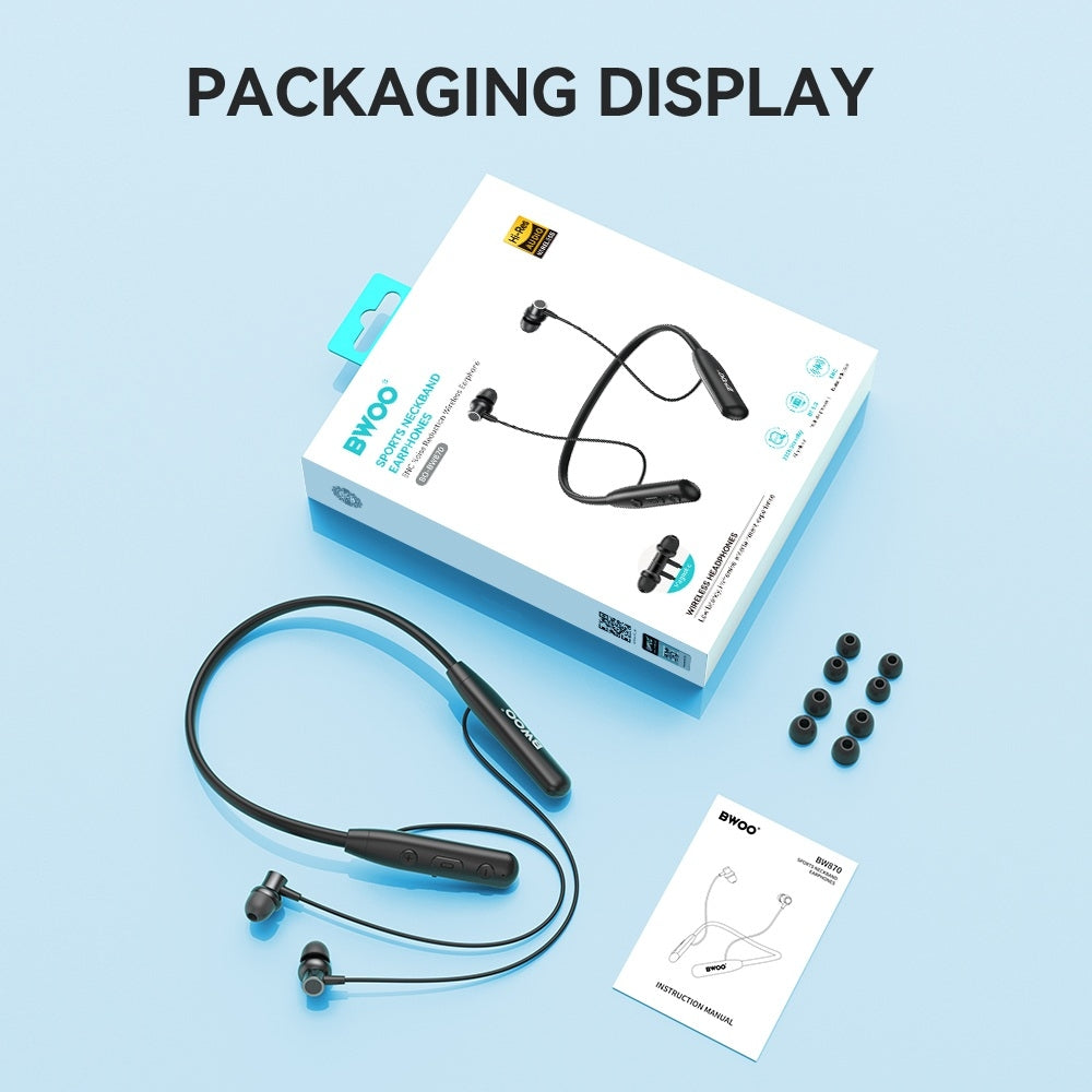 BWOO Sports Neckband Trådlösa Hörlurar BT5.3 – 40h Batteritid, ENC Brusreducering