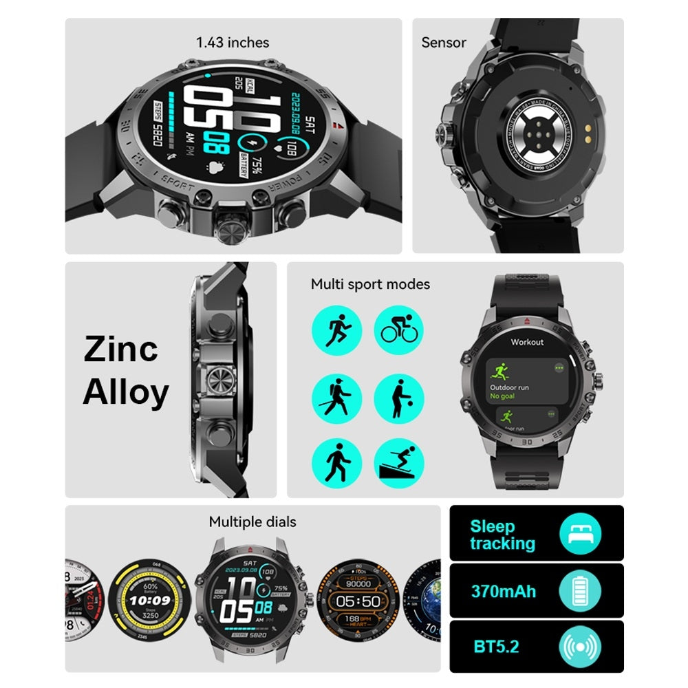 BWOO WA-08 Smartwatch 1.43” AMOLED – Puls, SpO2, Sport, IP67, Bluetooth