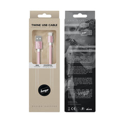 Beeyo USB-C 2Amp Twine Laddningskabel - Rosa