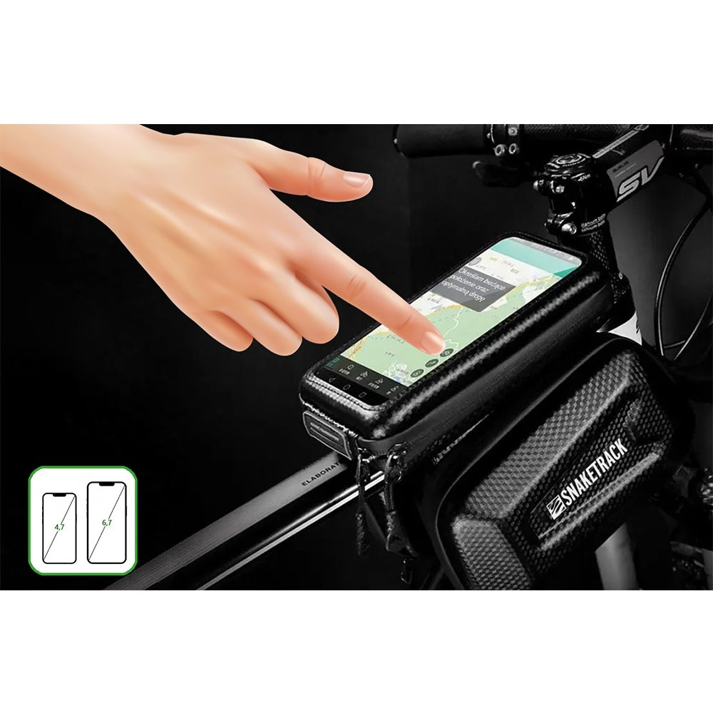 Cykelramväska med Mobilhållare 4.7–6.7" - Snake Track ST04 Vattentät 1.5L