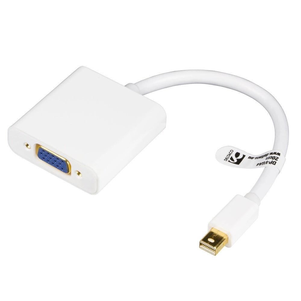 DELTACO Mini DisplayPort till VGA Adapter 20-pin till 15-pin – 0.2m