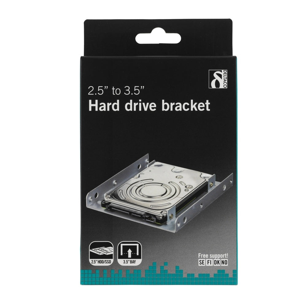 DELTACO Monteringsram 2.5" till 3.5" HDD/SSD – Intern Adapter, Silver (RAM-8)