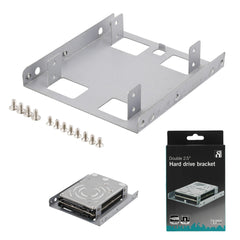 DELTACO Monteringsram 2x2.5" till 3.5" HDD/SSD – Intern Adapter, Silver (RAM-8A)
