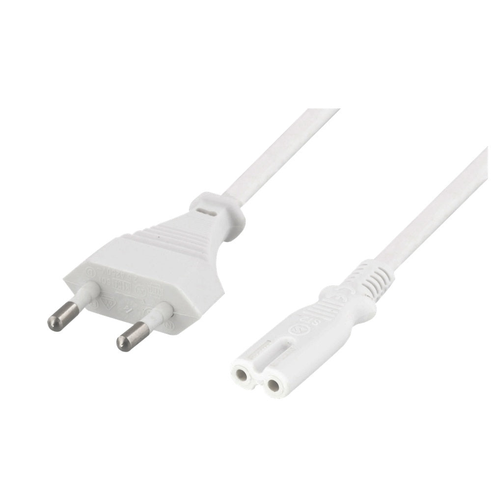 Deltaco Strömkabel CEE 7/16 till IEC C7 – 1m – Eurokontakt till Figure 8