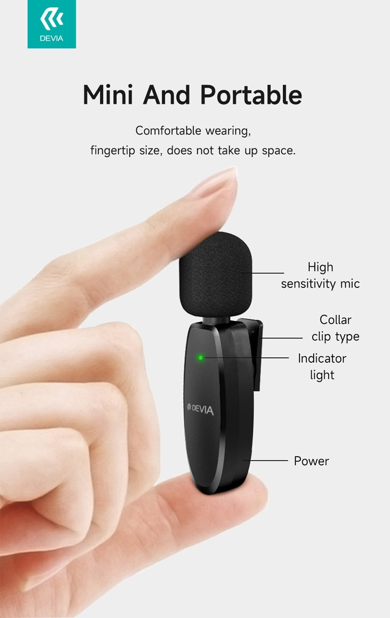 Devia Kintone Trådlös Mikrofon – USB-C (Typ-C) – Kompatibel med iPhone 15/16, Samsung