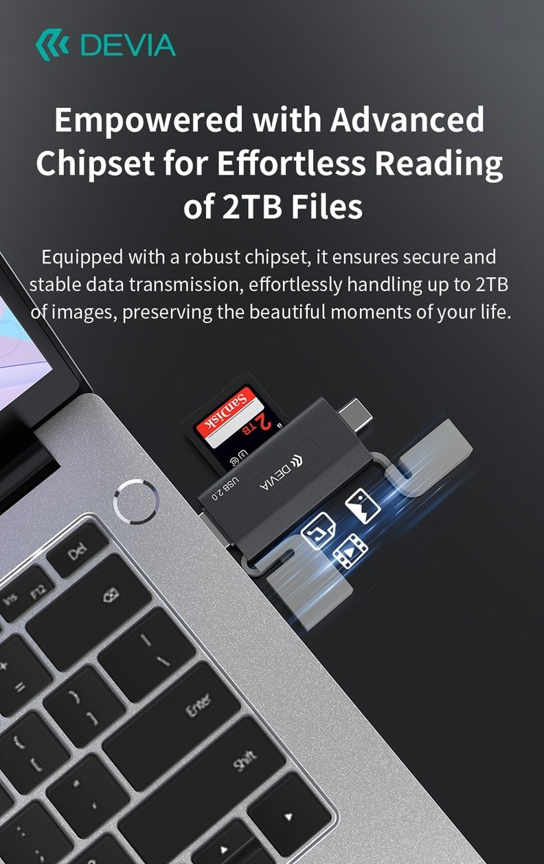 Devia Smart Series USB+Type-C 2.0 till SD/TF 2-i-1 Kortläsare card reader