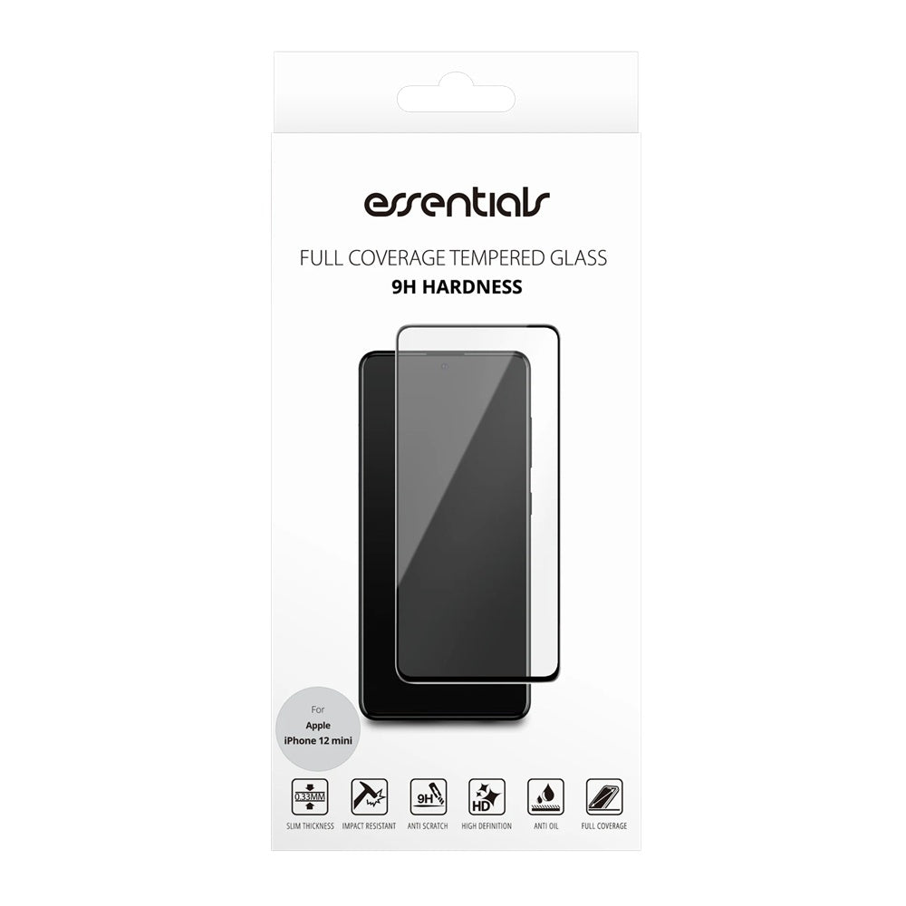 Essentials Skärmskydd för iPhone 12 Mini – Full-Fit Härdat Glas 9H