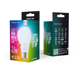FOREVER RGB LED E27 Glödlampa 8W Ekvivalent 62W 850lm 4000k med Fjärrkontroll