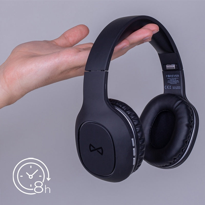 FOREVER Trådlösa Bluetooth 5.1 Hörlurar, AUX, Med Mikrofon Svart