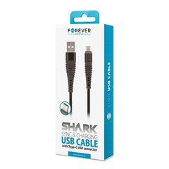 Forever USB-C 2Amp Shark Laddningskabel - Svart