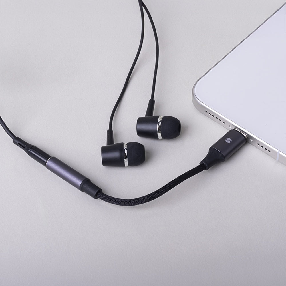 Forever USB-C till 3,5 mm AUX Adapter – Hörlursadapter med Mikrofonstöd