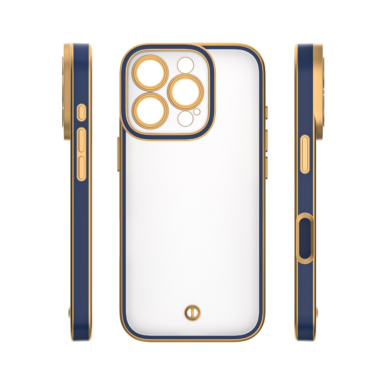 För iPhone 17 Air 6,6" – Silky Gold Skal Matt TPU med Gulddetaljer – Blå