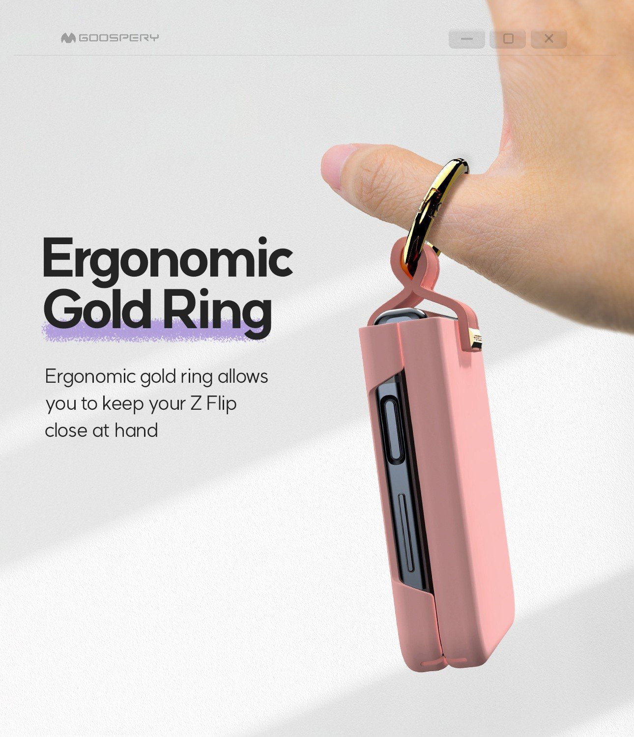 Goospery skal för Samsung Galaxy Z Flip8 med Mercury Gold Ring / Stativ - Lila