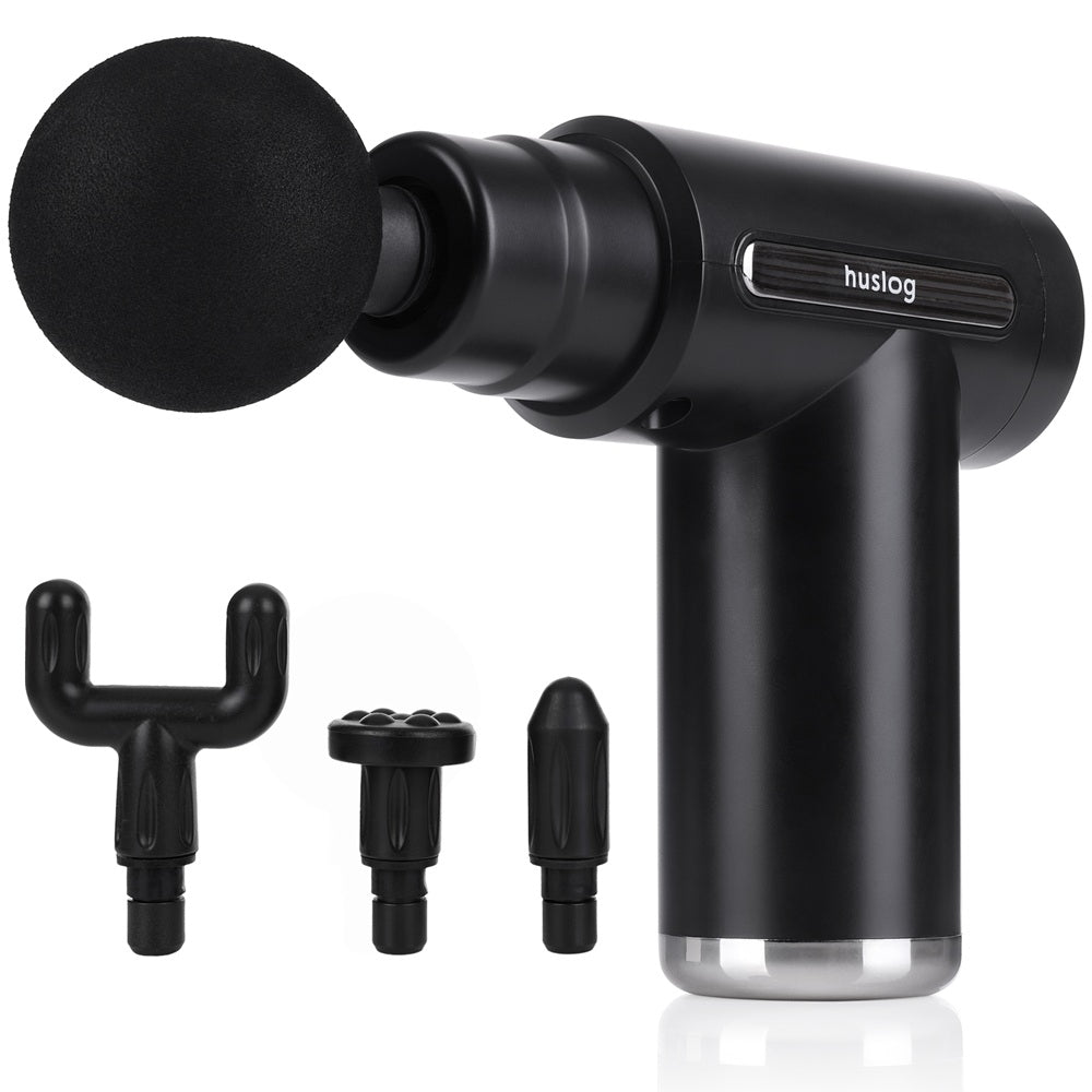 Huslog Laddningsbar Muskelmassager med 4 Massagehuvuden, Professionell Mini Massagepistol