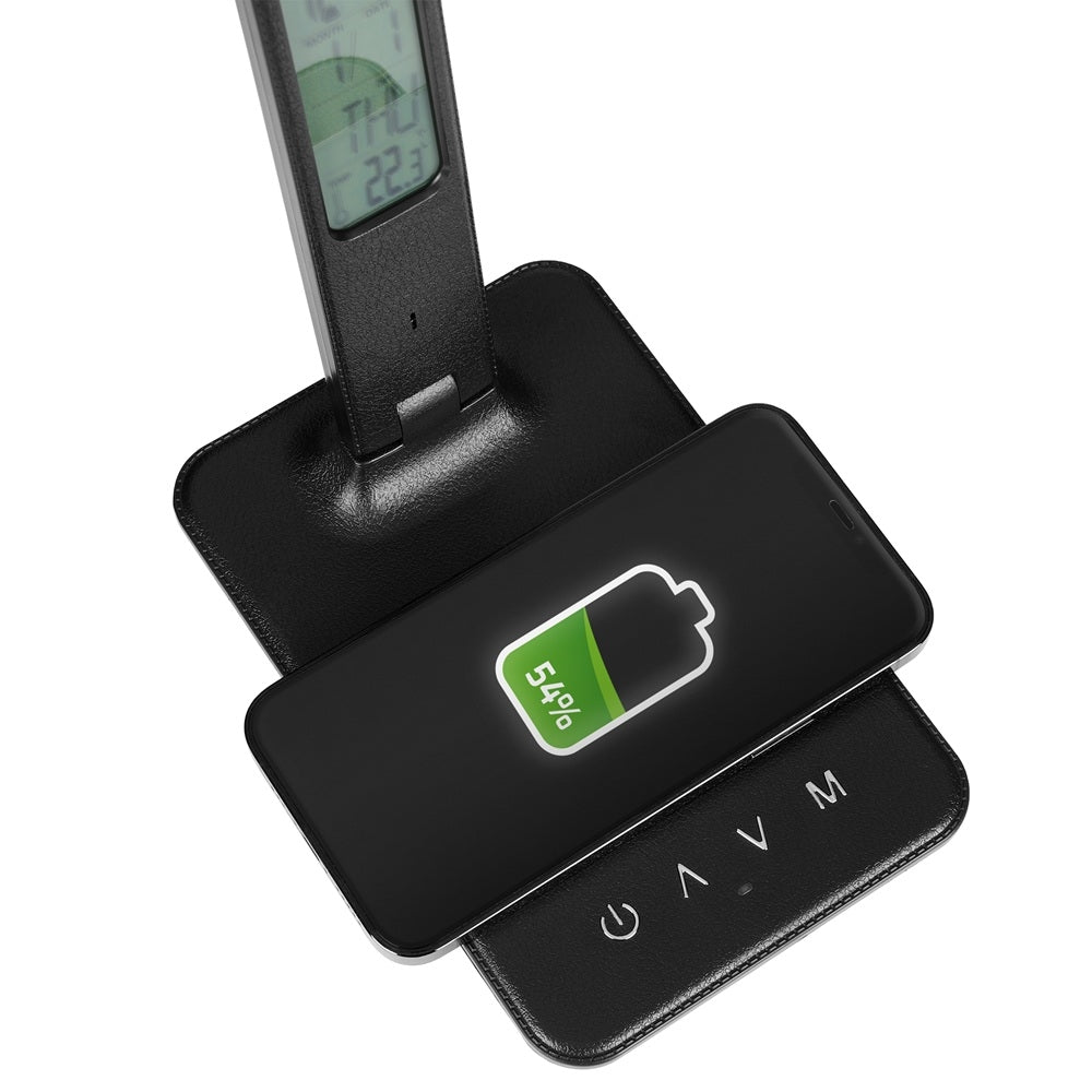 Huslog multifunktionell Lampa med klocka / Trådlös Laddare till Apple Samsung