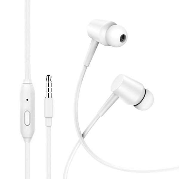 In-Ear Trådbundna Hörlurar med mikrofon 3,5mm iPhone Samsung Vit