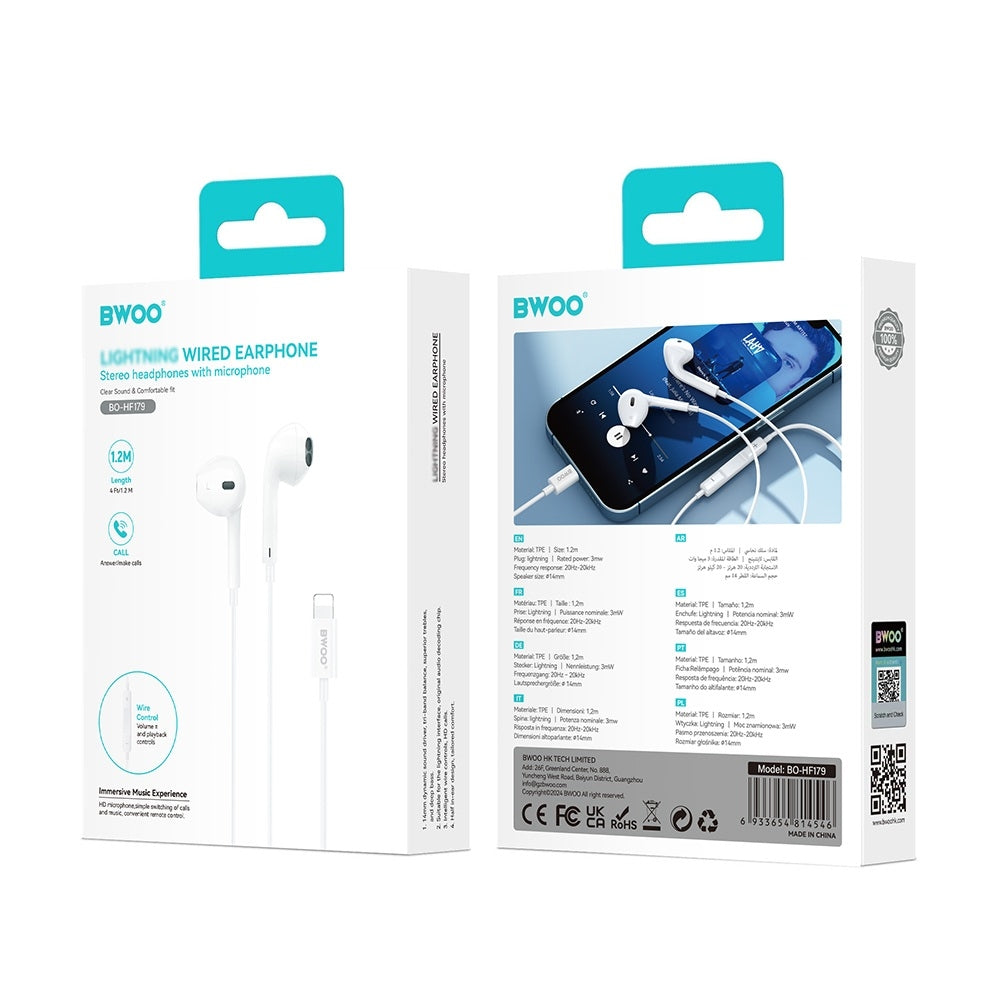 Kompatibel iPhone in-ear hörlurar, iPhone X/11/12/13/14 - Vit