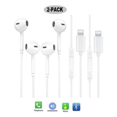 2-PACK Lightning Bluetooth Wired Earphone för iPhone iPad iPod