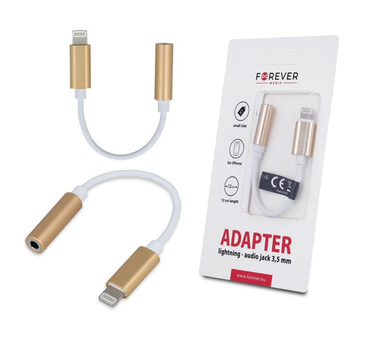 Lightning till 3,5 mm Aux Audio Jack Adapter, iPhone - Guld