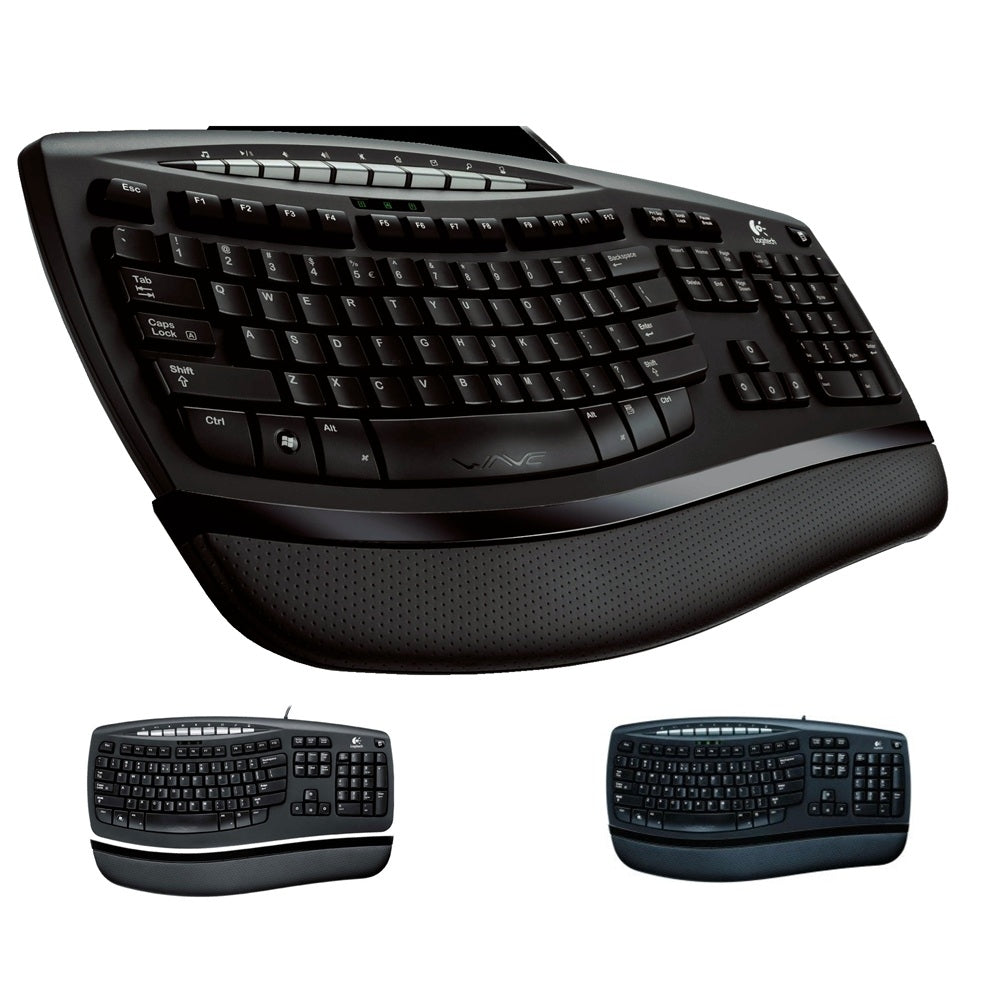 Logitech Comfort Wave 450 Tangentbord – Ergonomisk Design, USB, Svensk Layout, Svart