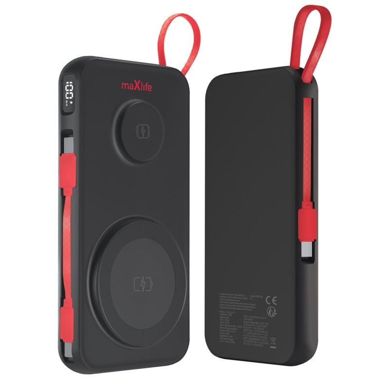 Magnetisk Maxlife Trådlös Powerbank 10000 mAh – 3-i-1 MagSafe, 22,5 W