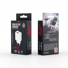 Maxlife 20W Snabbladdare PD/QC – USB-C & USB-A | iPhone, Samsung, Android | Vit