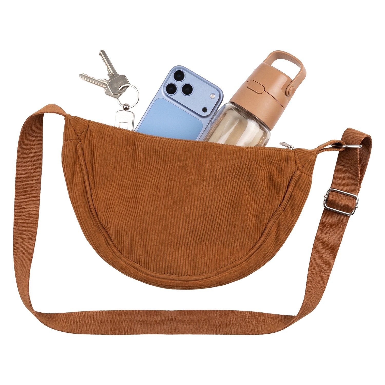 Moon Bag Axelväska i Manchester – Halvmåneformad Crossbody, Justerbar Rem -Brun