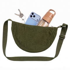 Moon Bag Axelväska i Manchester – Halvmåneformad Crossbody, Justerbar Rem -Grön