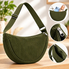 Moon Bag Axelväska i Manchester – Halvmåneformad Crossbody, Justerbar Rem -Grön