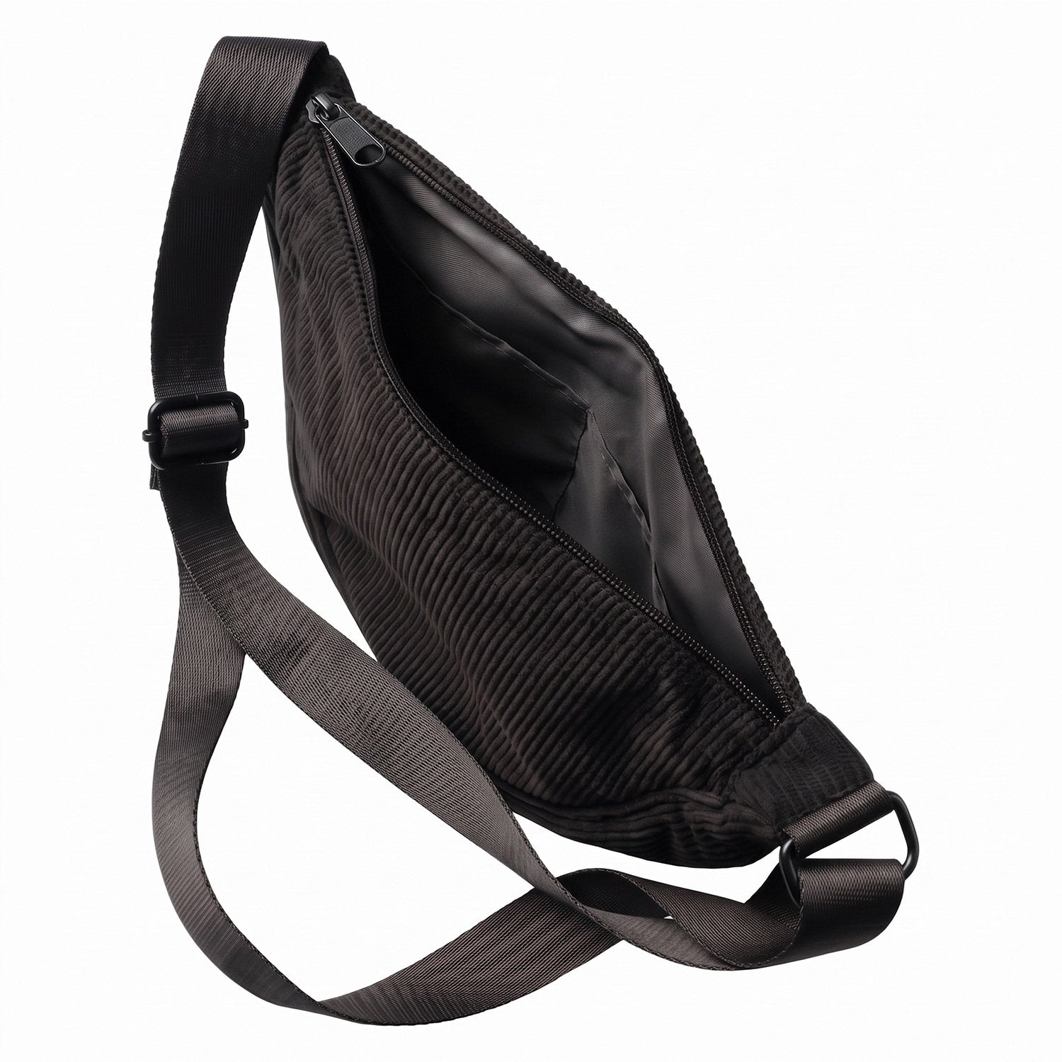 Moon Bag Axelväska i Manchester – Halvmåneformad Crossbody, Justerbar Rem -Svart