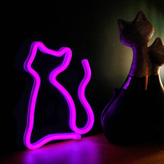 Neon LED CAT Batteri + USB Forever Light Rosa