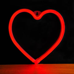 Neon LED HEART Batteri + USB Forever Light - Röd