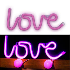 Neon LED LOVE Batteri + USB Forever Light Rosa