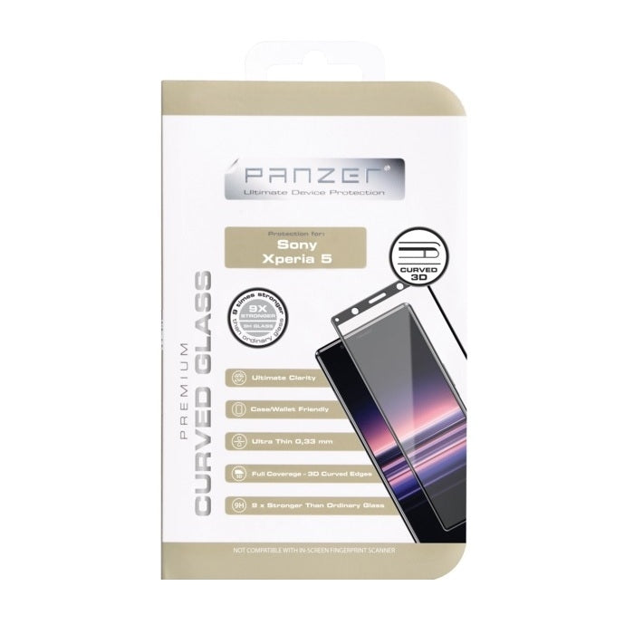 PANZER® Premium Skärmskydd för Sony Xperia 5 – Full-Fit Silikatglas 9H