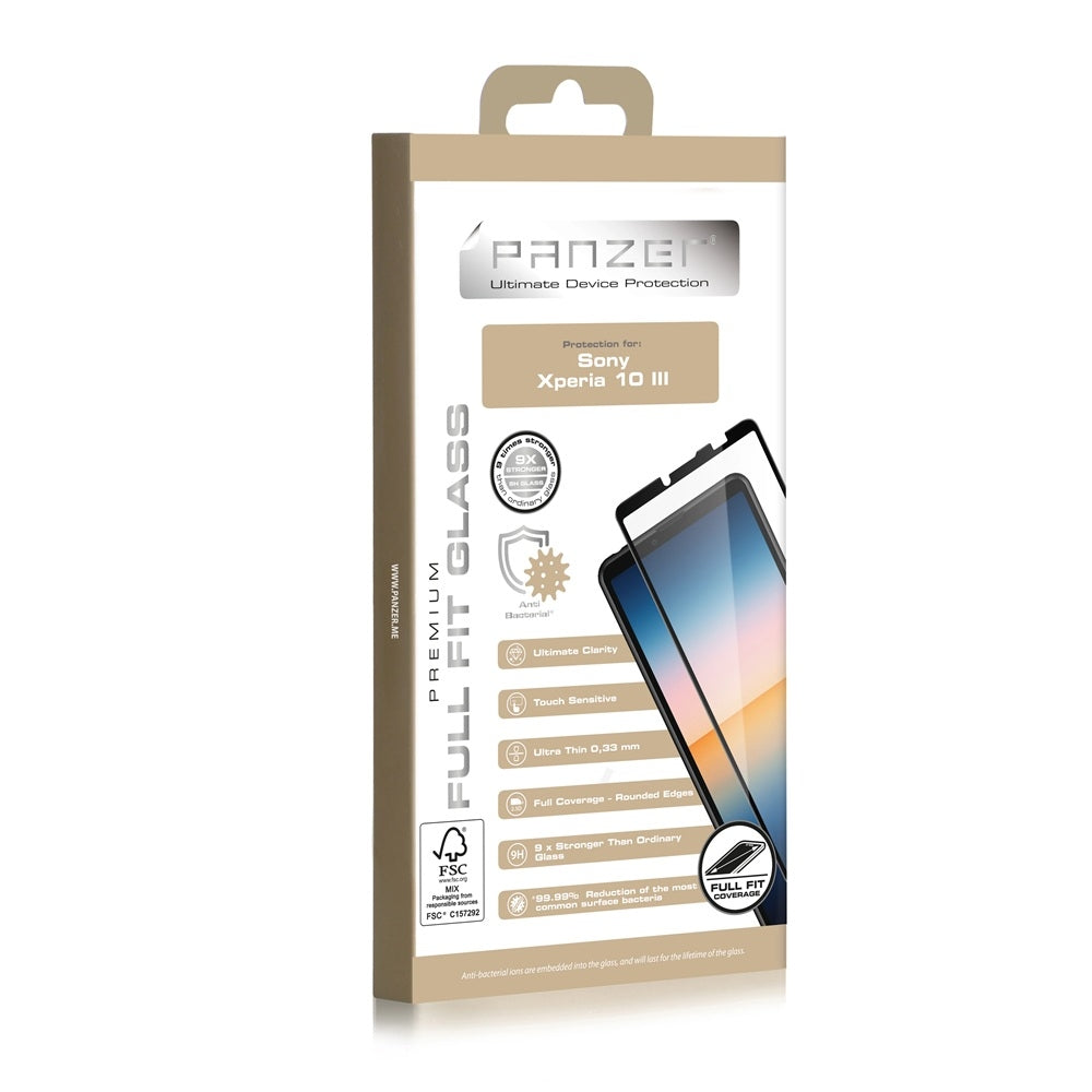 PANZER® Premium Skärmskydd för Sony Xperia 10 III – Full-Fit Silikatglas 9H