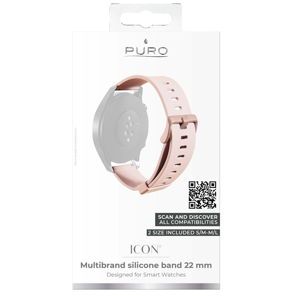 PURO ICON Silikon Armband 22mm Rosa – Universal Smartwatch (Samsung, Huawei, Garmin m.fl.)