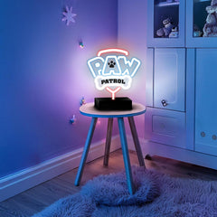 Paw Patrol Neon LED Logolampa – 25×25 cm med Stativ & USB-ström