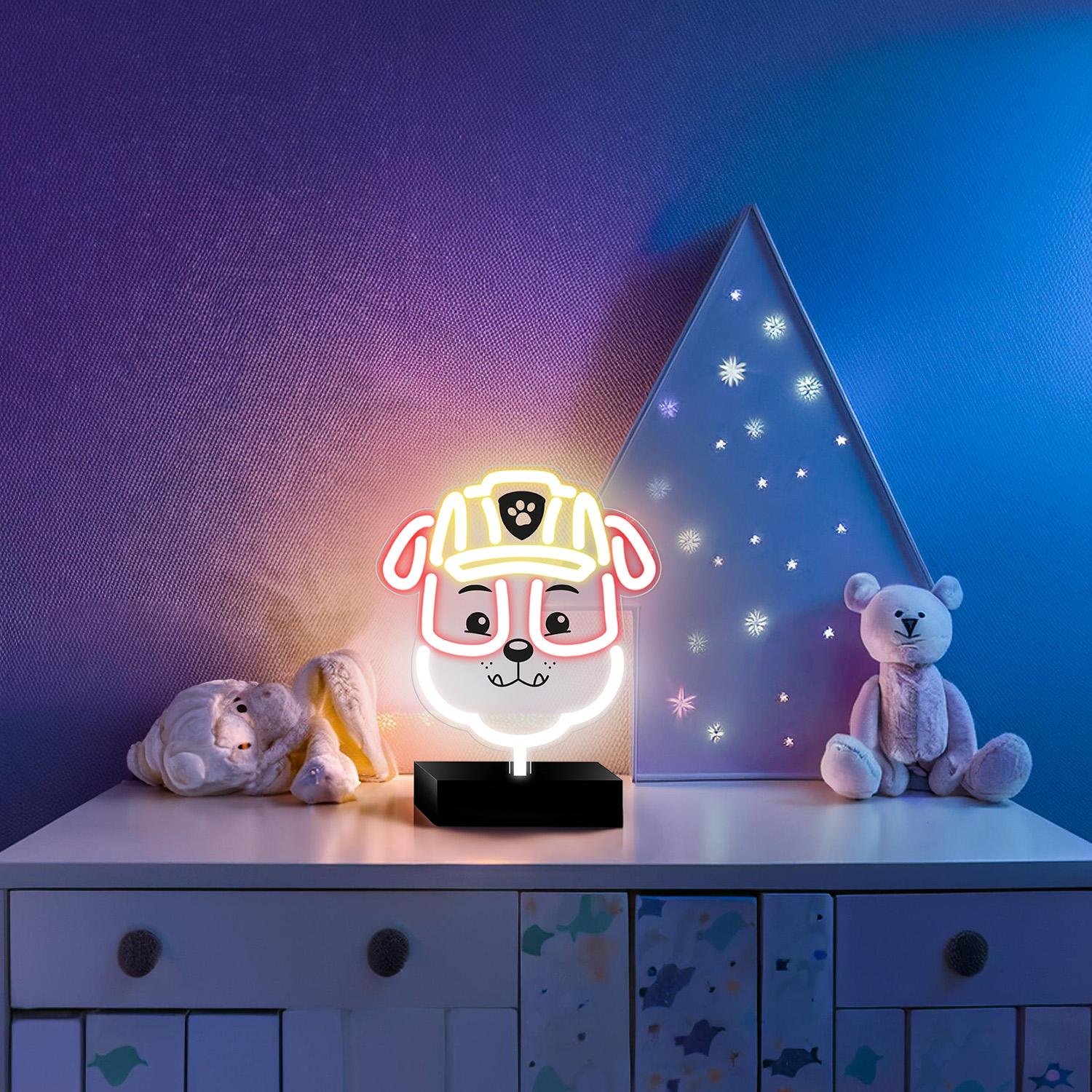 Paw Patrol Neon LED Rubble – 25×25 cm med Stativ & USB-ström