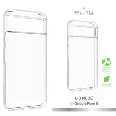 Puro 0.3 Nude Skal för Google Pixel 8 – Transparent TPU, Trådlös Laddning
