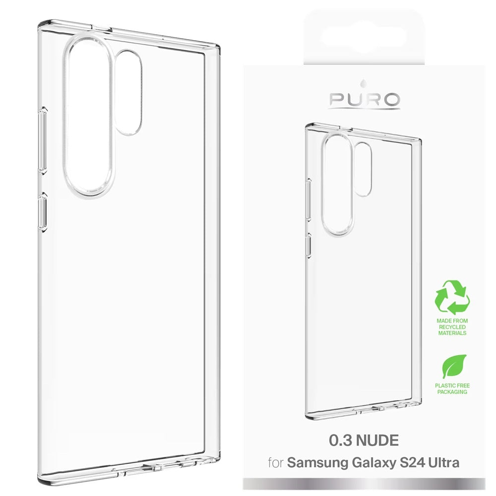 Puro 0.3 Nude Skal för Samsung Galaxy S24 Ultra – Transparent TPU, Trådlös Laddning