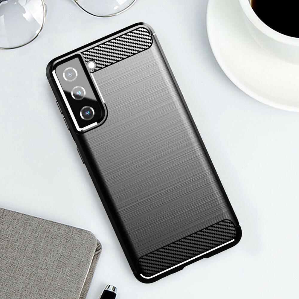 Samsung Galaxy S21 / S21 5G - Flexibel Carbon Mjuk TPU Skal - Svart