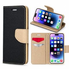 Samsung Galaxy S22 5G -Smart Fancy Fodral Mobilplånbok Svartguld