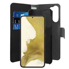 Samsung Galaxy S23 Plus - Puro Ekoläder 2-i-1 Löstagbart Plånboksfodral Svart