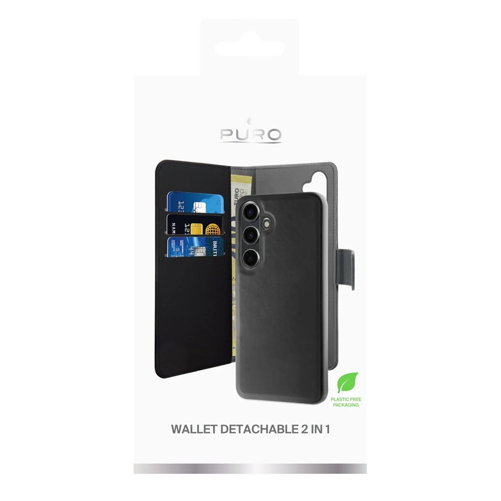 Samsung Galaxy S24 Plus - Puro Ekoläder 2-i-1 Löstagbart Plånboksfodral Svart